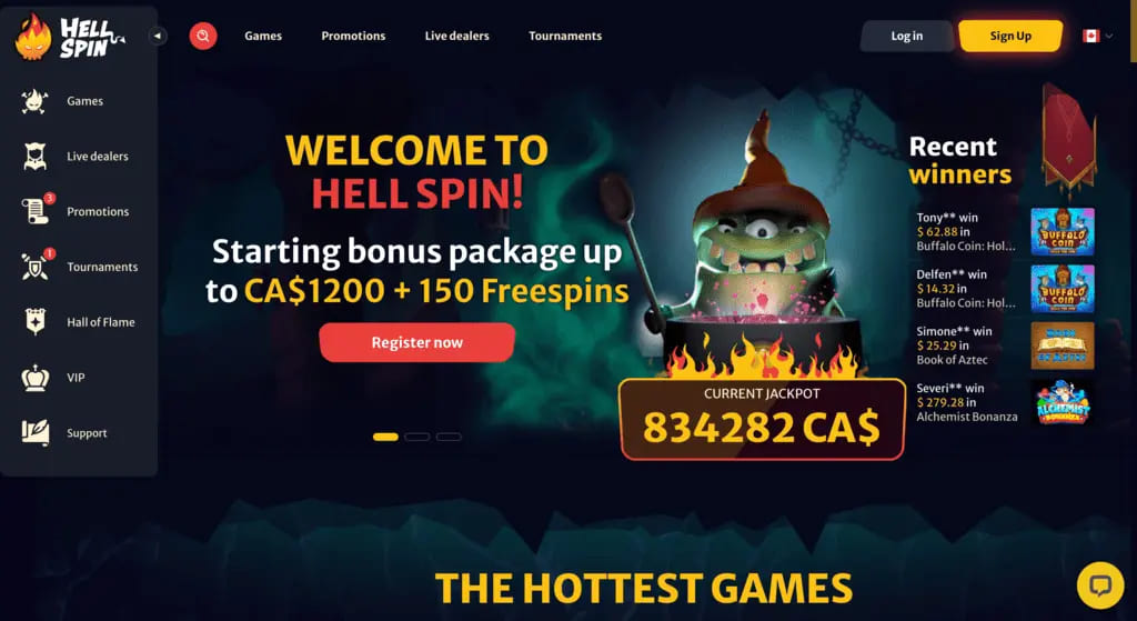 Hell Spin Casino Main Page