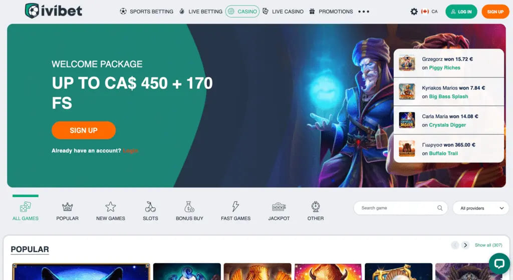 Ivibet Casino Main Page