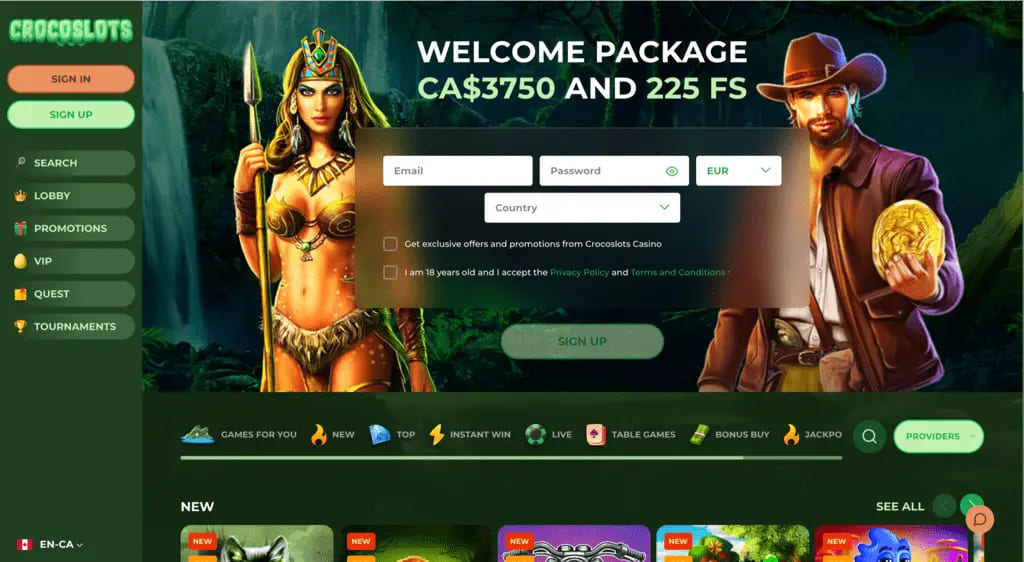 Crocoslots Casino Main Page