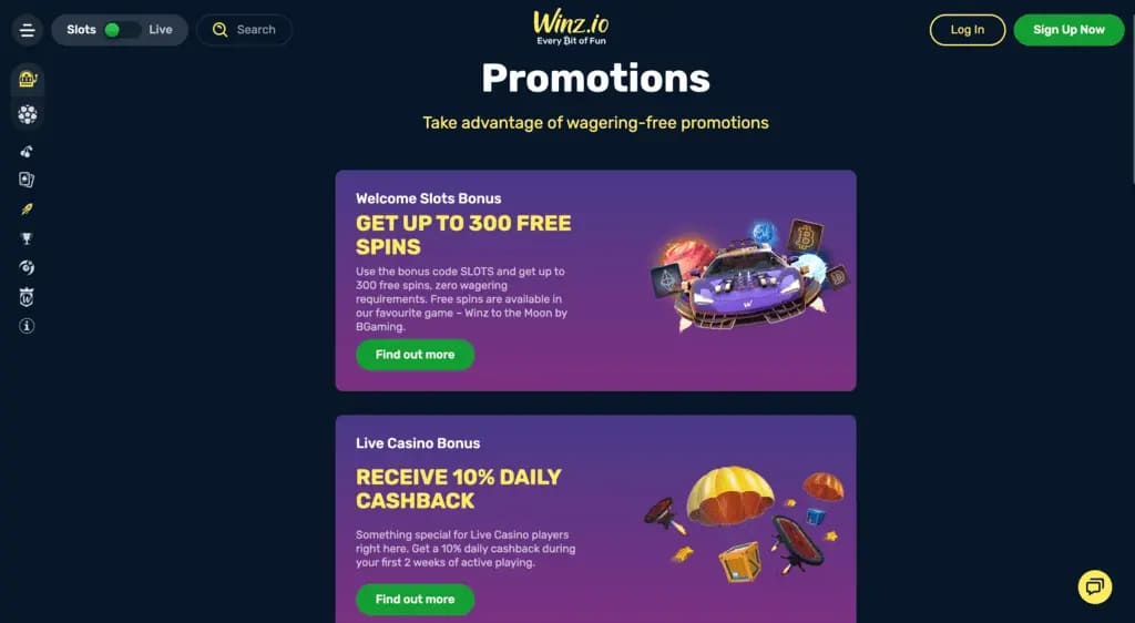 Winz.io Casino Bonuses