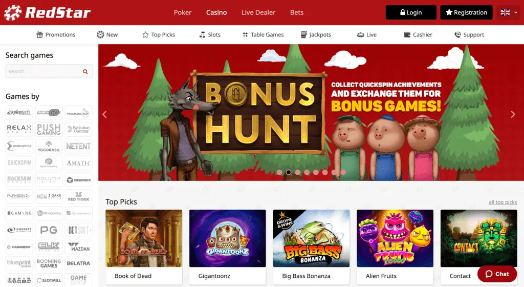 Red Star Casino Main Page
