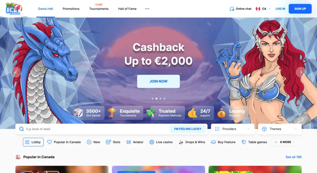 Ice Casino Main Page