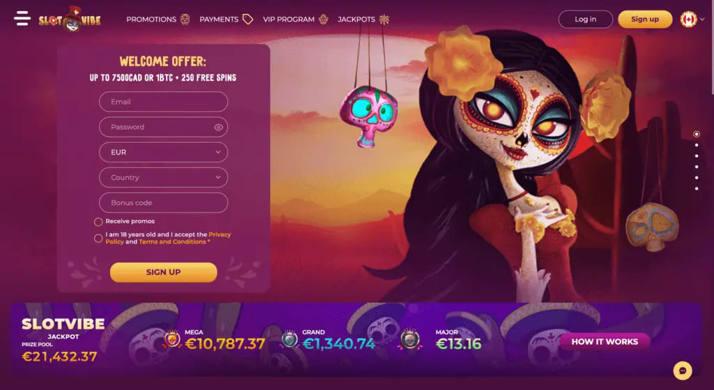 SlotVibe Casino Main Page