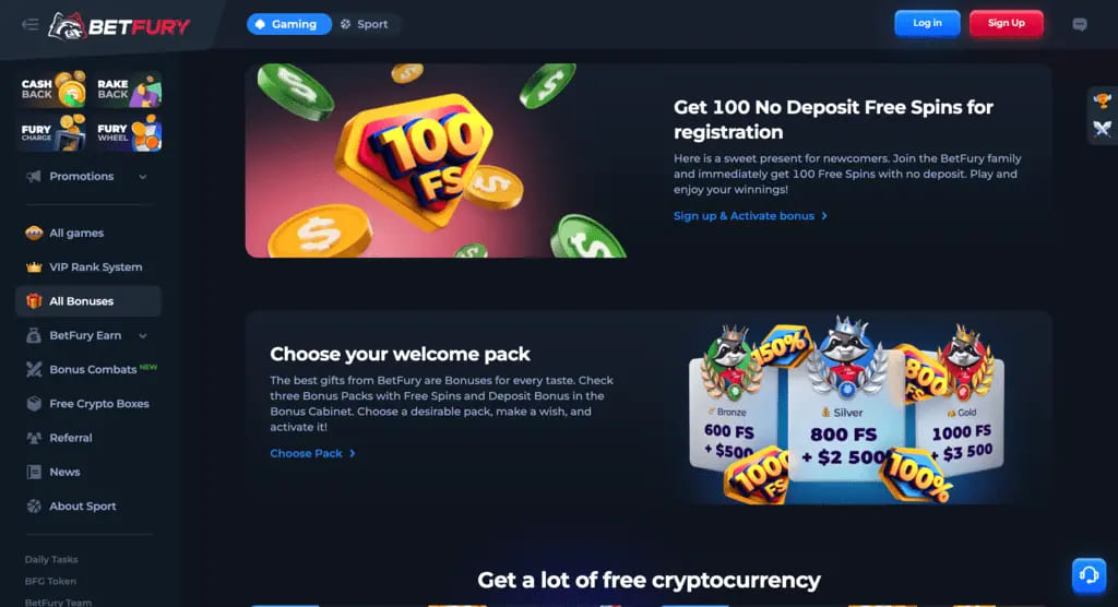 BetFury Casino Bonuses