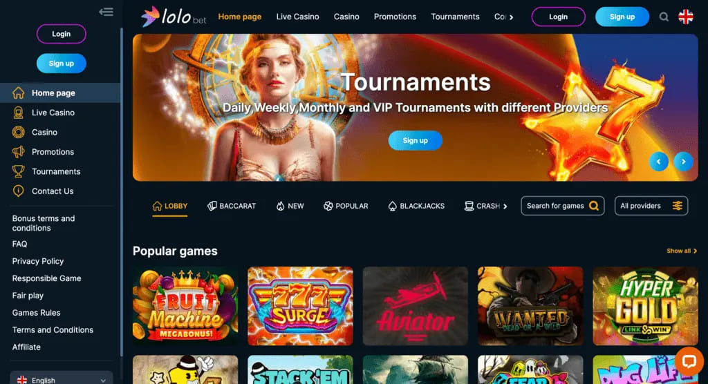 LoloBet Casino Main Page