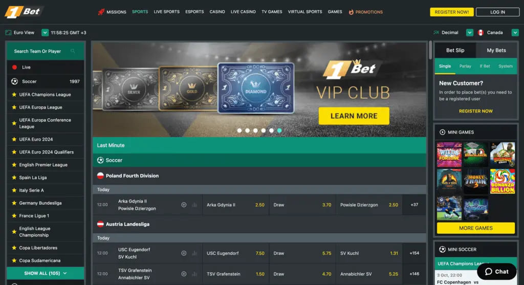 1Bet Casino Main Page