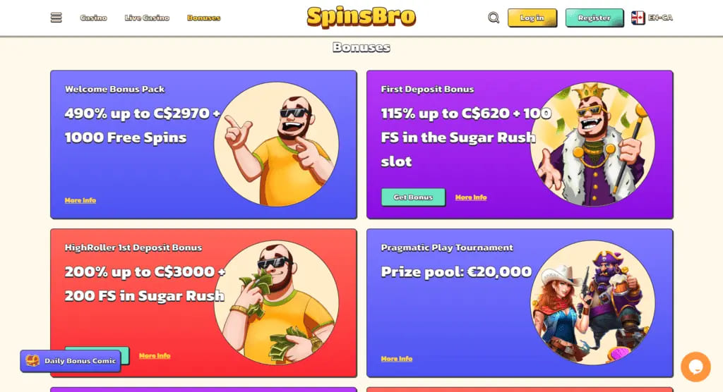 SpinsBro Casino Bonuses