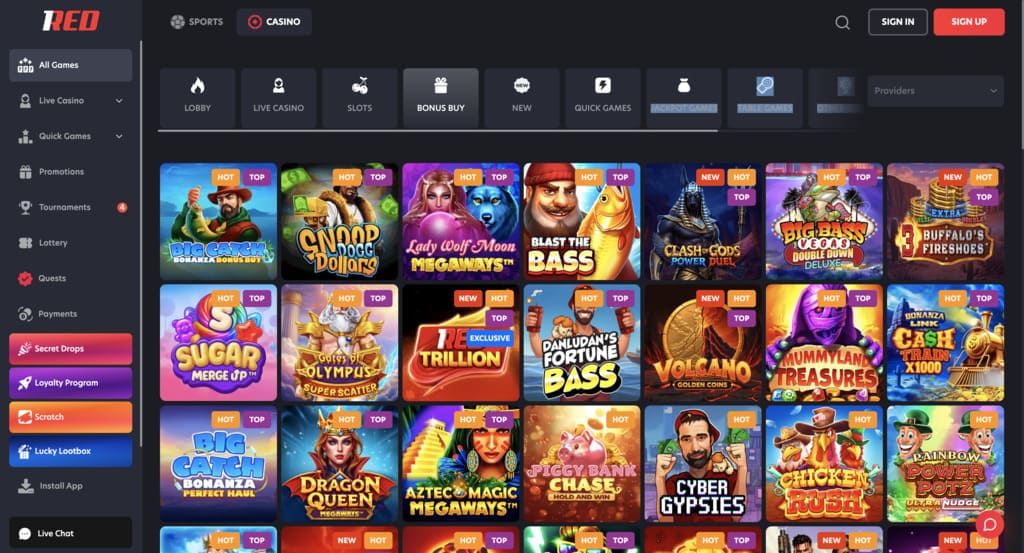 1Red Casino Bonus Buy Games