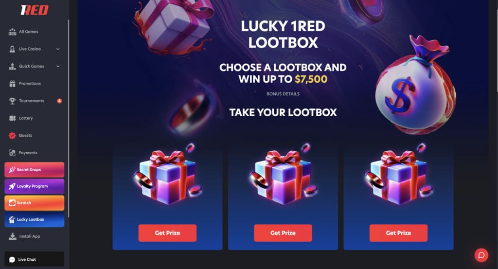 1Red Casino Lootbox
