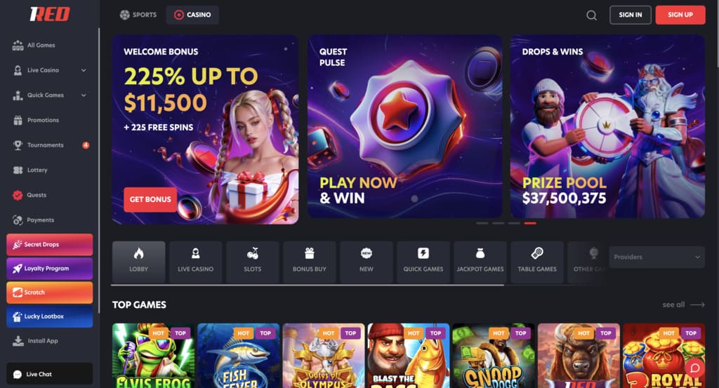 1Red Casino Main Page