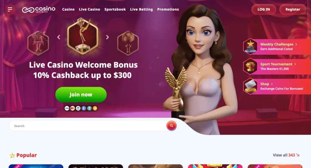 Casino Infinity Main Page