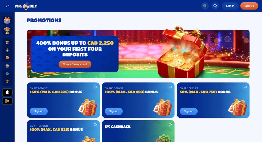 MrBet Casino Bonuses