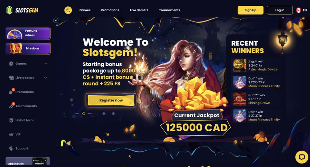 Slotsgem Casino Main Page