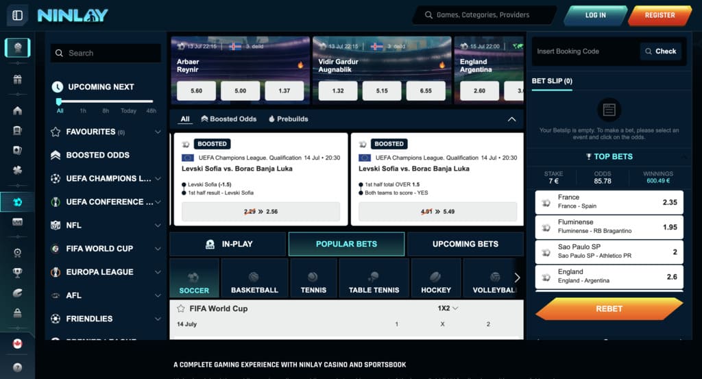 Ninlay Sportsbook interface