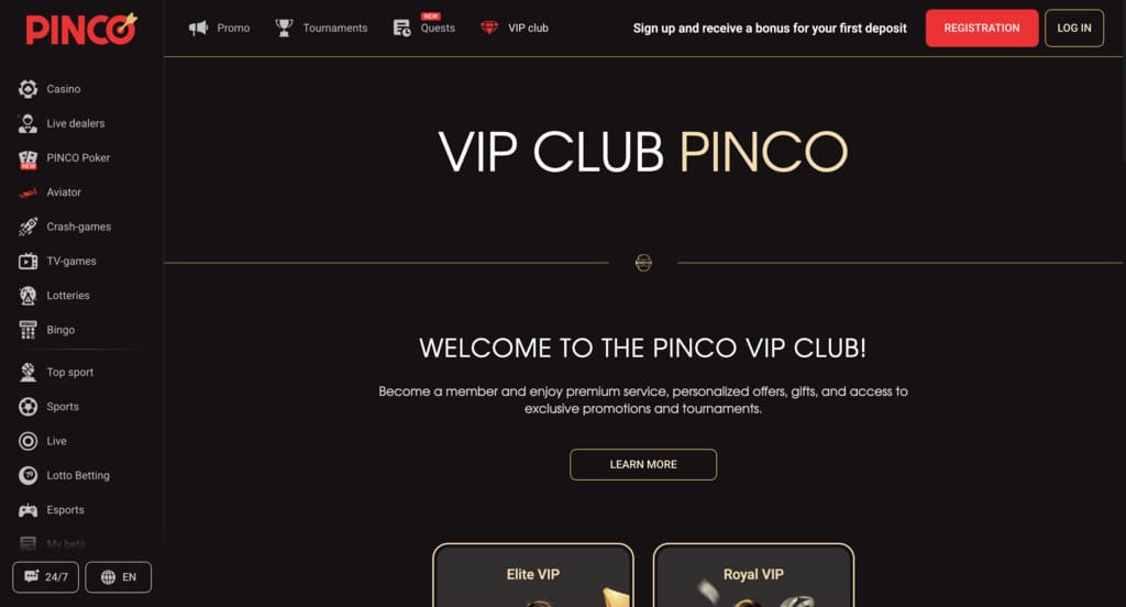 Pinco VIP Club page