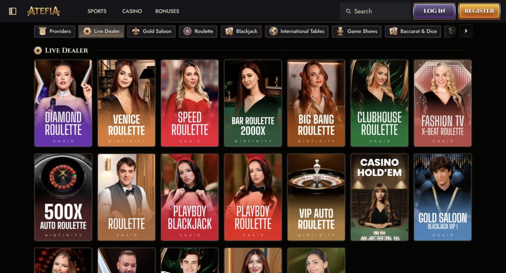 Atefia Live Casino Page