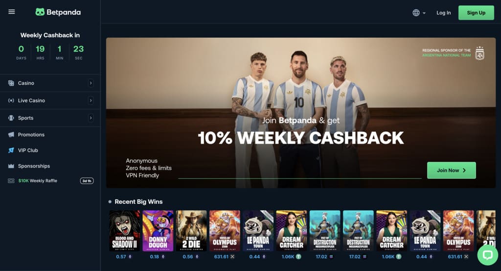Betpanda Casino Main Page