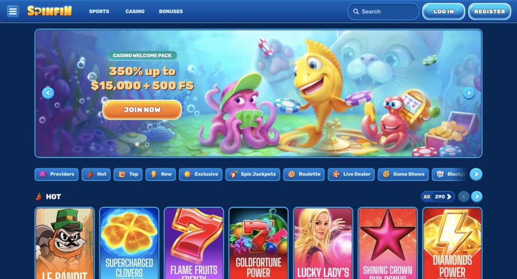 Spinfin Casino Main Page