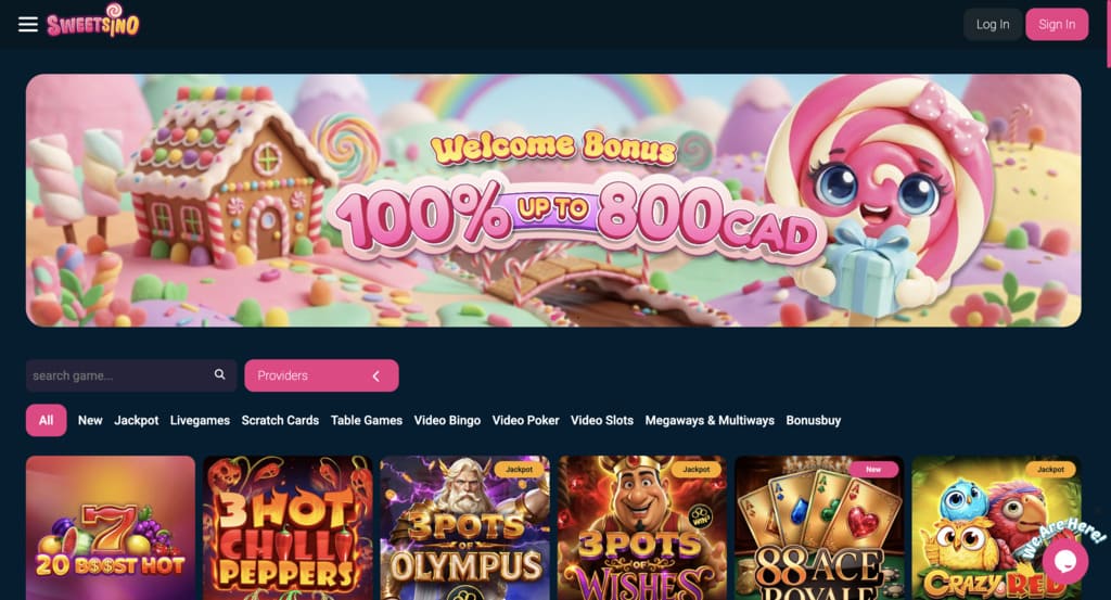 Sweetsino Casino Main Page