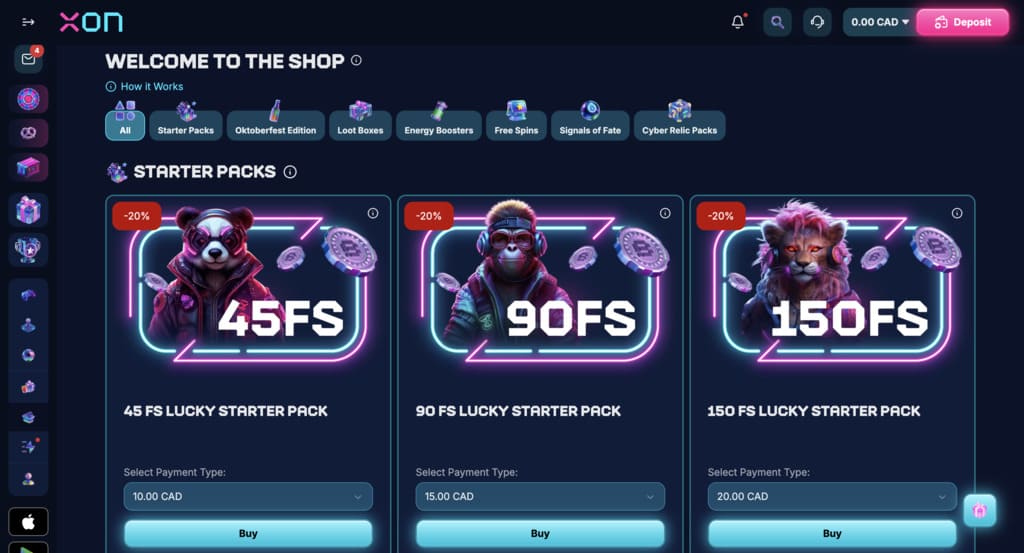 XON Bet Casino Bonus Shop