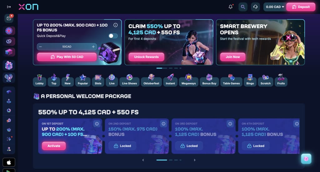 XON Bet Casino Main Page