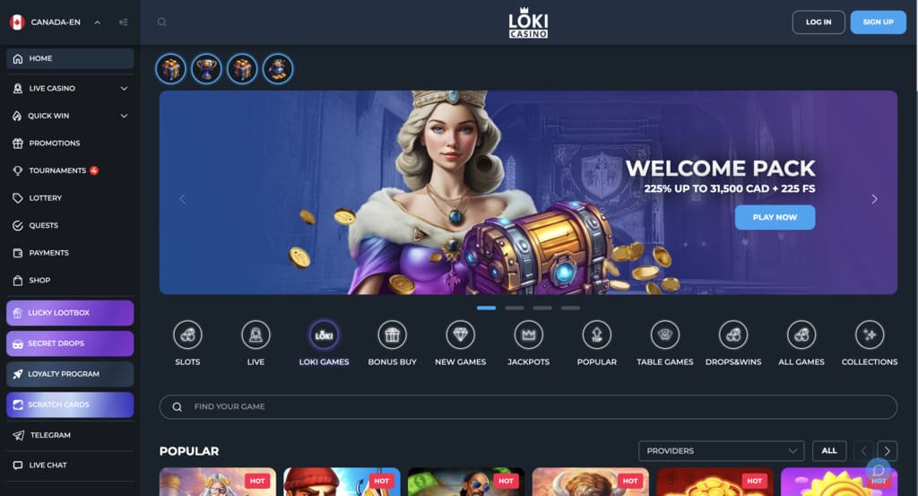 Loki Casino Main Page